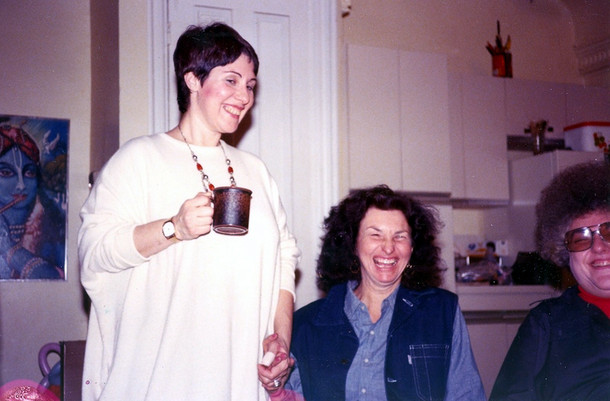 Early 1980s. Phyllis Chesler with (from left) EM Broner and Shelley Neiderbach at Phyllis' Park Slope home, early 1980s.