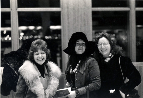 1972. From the left: Judy Kuppersmith, Phyllis Chesler, and Eve Leoff, bound for Israel in 1972.