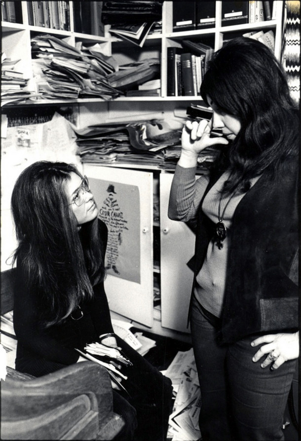 1972. Gloria Steinem and Phyllis Chesler meet in Gloria's office, Fall 1972.