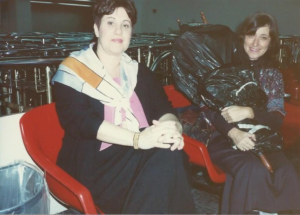 JFK, 1989: Phyllis Chesler and an unidentified colleague. Bringing the Torah to Jerusalem.
