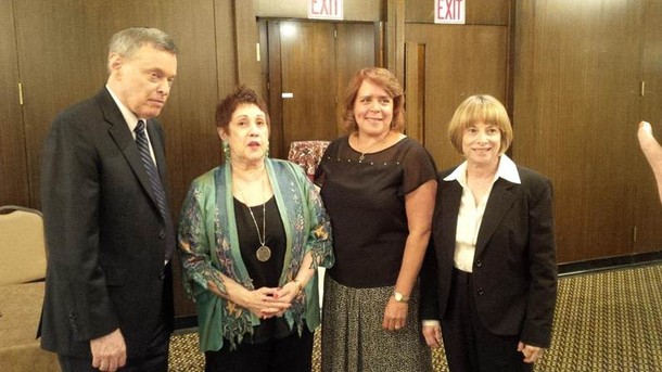 September 20, 2014, Congregation Beth Am, Merrick, Long Island. Rabbi Ron Brown, Phyllis Chesler, two members of the Sisterhood who invited me to speak and who loved "An American Bride in Kabul."