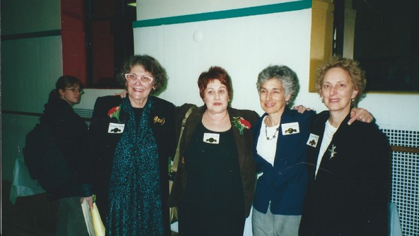Barbara Seaman and Phylllis Chesler with others at the Boston conference.