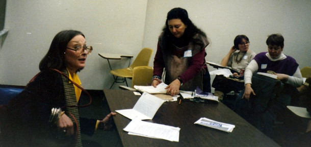 1986. Louise Armstrong and Pauline Bart at the March 1, 1986 New York City Custody Speak Out.