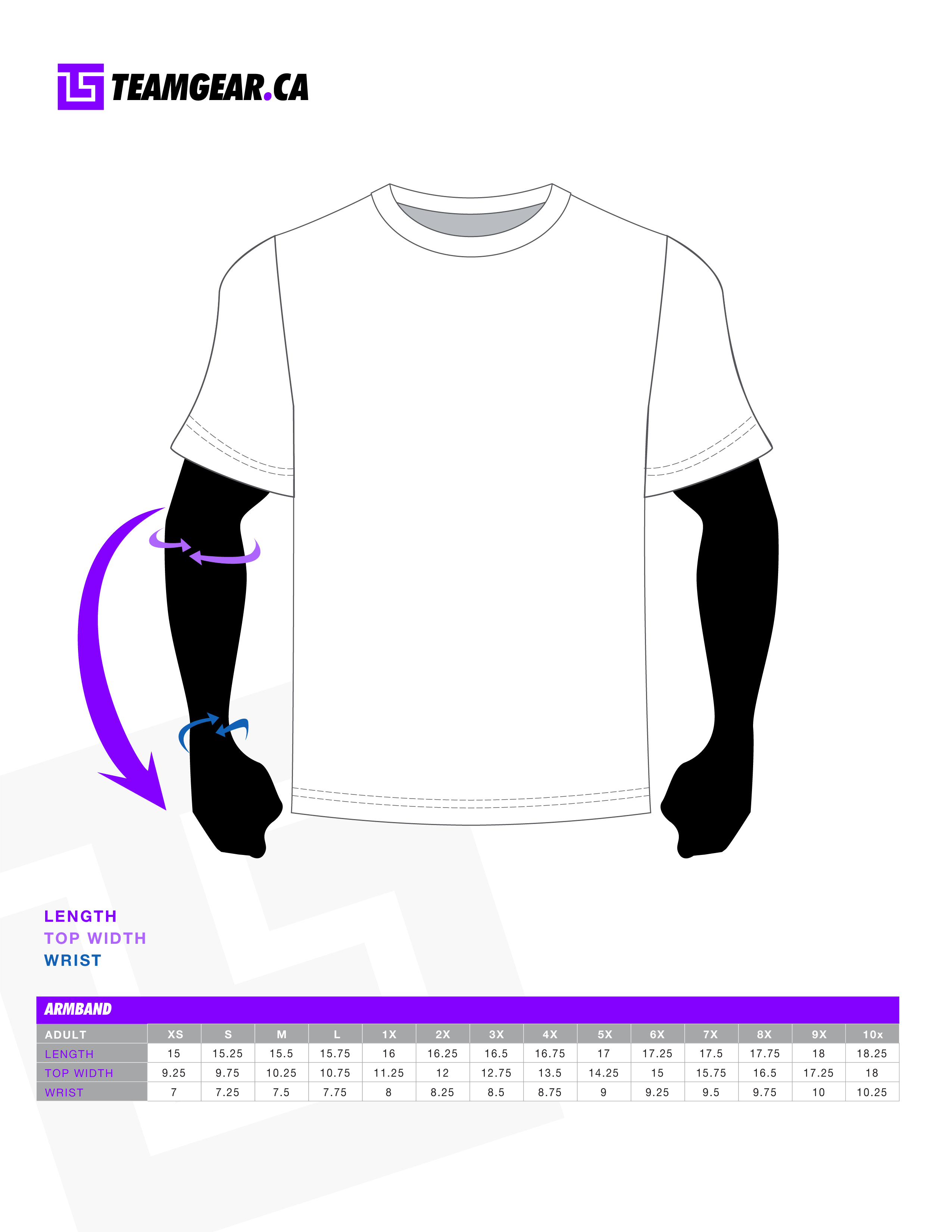 custom slo-pitch sleeve size chart, full sublimation